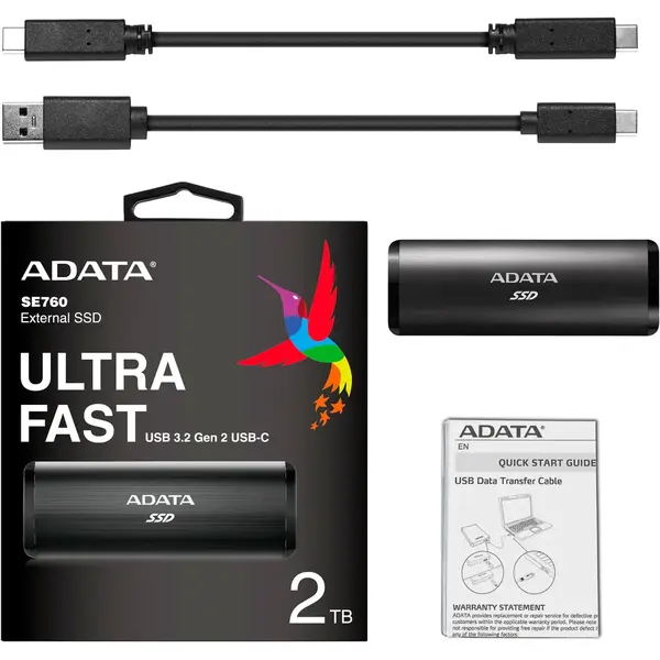 SSD Extern ADATA  SE760, 2TB, USB 3.2 Type-C,Black