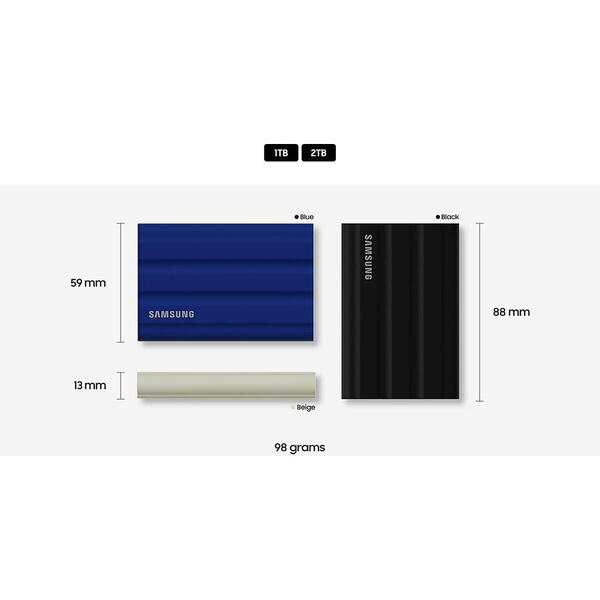 SSD Extern Samsung 2.5", 2TB, T5, USB3.1, 540Mb/sec, Beige