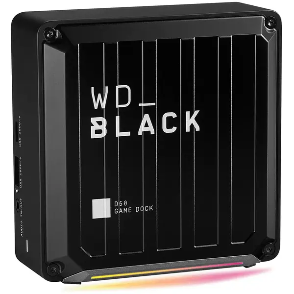 SSD Docking station WD Black D50 Game Dock, Dual Thunderbolt 3, DisplayPort, Audio in/out, Gigabit, iluminare RGB, Negru