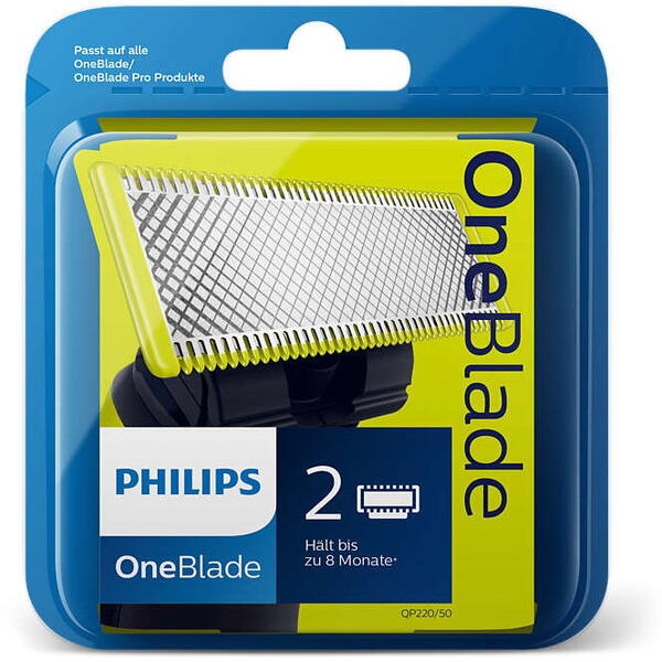 Rezerve OneBlade QP220/50, compatibil OneBlade si OneBladePro, 2 rezerve, Verde