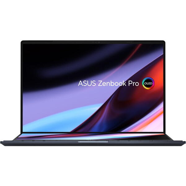 Laptop Asus 14.5 inch Zenbook Pro 14 Duo OLED UX8402ZA, 2.8K 120Hz Touch, Procesor Intel Core i7-12700H (24M Cache, up to 4.70 GHz), 16GB DDR5, 1TB SSD, Intel Iris Xe, Win 11 Pro, Tech Black
