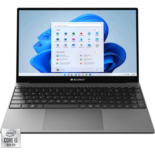 Laptop MICROTECH Corebook CB15B, Full HD, 15.6inch, Procesor Intel Core i7-1065G7 (8M Cache, up to 3.90 GHz), 16GB, 512GB SSD, Intel Iris Plus, Win 11 Pro, Grey
