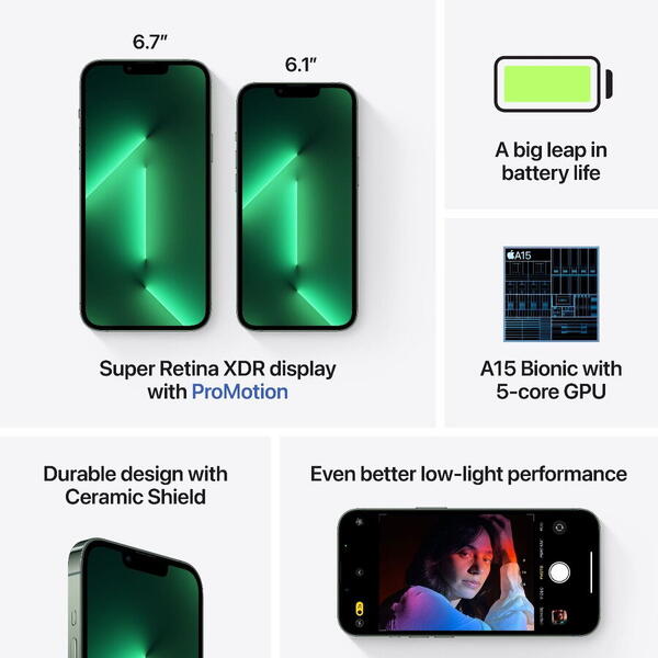 Telefon mobil Apple iPhone 13 Pro Max, 512GB, 5G, Alpine Green