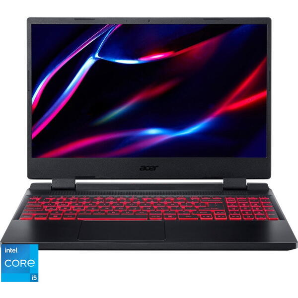 Laptop Acer Nitro 5 AN515-58, Gaming, 15.6inch, Full HD IPS 144Hz, Procesor Intel Core i5-12500H (18M Cache, up to 4.50 GHz), 16GB DDR4, 512GB SSD, GeForce RTX 3050 Ti 4GB, No OS, Obsidian Black