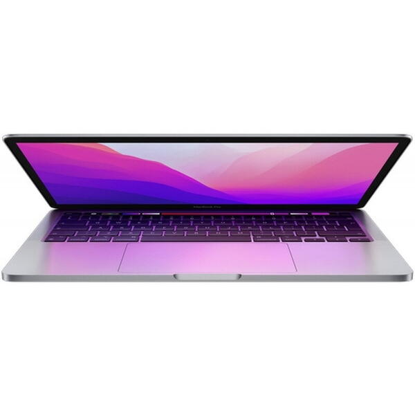 Laptop MacBook Pro 13-inch, cu procesor Apple M2, 8 nuclee CPU si 10 nuclee GPU, 8 GB, 512GB SSD, Silver, Layout INT