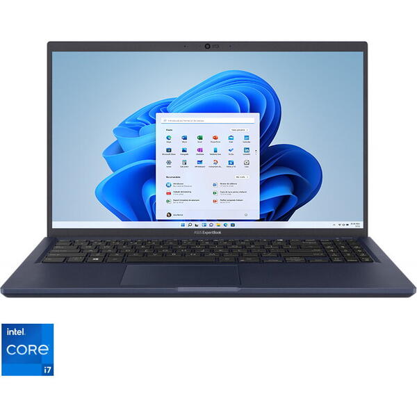 Laptop Asus Ultrabook 15.6 inch ExpertBook B1 B1500CEAE, FHD, Procesor Intel Core i7-1165G7 (12M Cache, up to 4.70 GHz, with IPU), 8GB DDR4, 256GB SSD, Intel Iris Xe, Win 10 Pro, Star Black