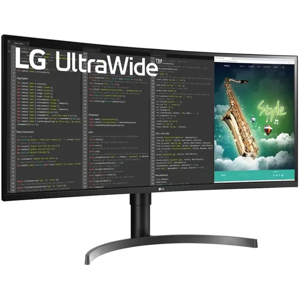Monitor LG LED, 35 inch, UltraWide, QHD, Curbat, AMD FreeSync, 100Hz, 5ms, USB Type-C, HDMI, DisplayPort, Negru