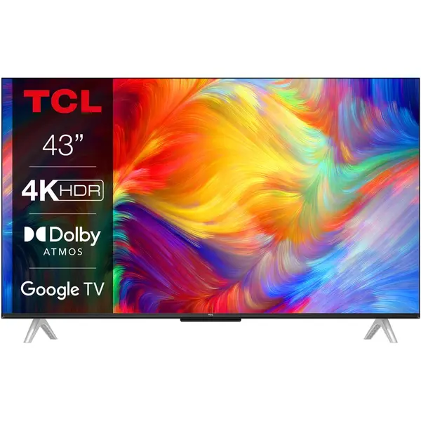 Televizor TCL LED 43P638, 108 cm, Smart Google TV, 4K Ultra HD, Clasa F