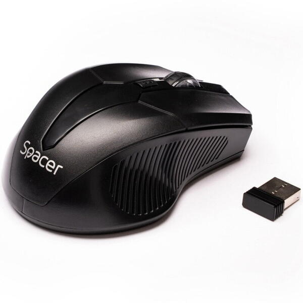 Mouse Spacer SPMO-W02, Fara fir, USB, Optic, Negru