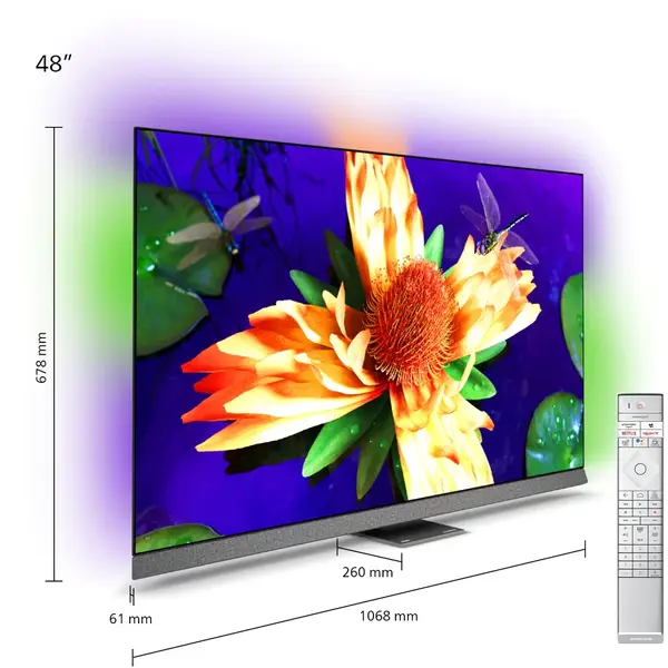 Televizor Philips OLED 48OLED907/12, 121 cm, Smart Android, 4K Ultra HD 120Hz, Clasa G