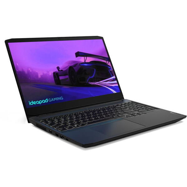 Laptop Lenovo Gaming 15.6 inch IdeaPad 3 15IHU6, FHD IPS, Procesor Intel Core i5-11320H (8M Cache, up to 4.50 GHz, with IPU), 8GB DDR4, 512GB SSD, GeForce GTX 1650 4GB, No OS, Shadow Black
