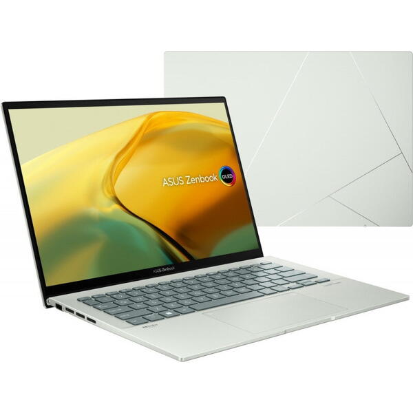 Laptop Asus Zenbook 14 OLED UX3402ZA, 14 inch, 2.8K 90Hz, Procesor Intel Core i5-1240P (12M Cache, up to 4.40 GHz), 16GB DDR5, 1TB SSD, Intel Iris Xe, Win 11 Home, Aqua Celadon