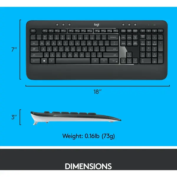 Tastatura Kit + mouse Logitech MK540 Wireless, layout US INTL, Negru