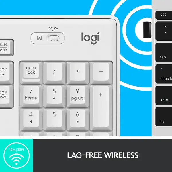Tastatura Kit wireless si mouse Logitech MK295 Silent, layout US INTL, Off white