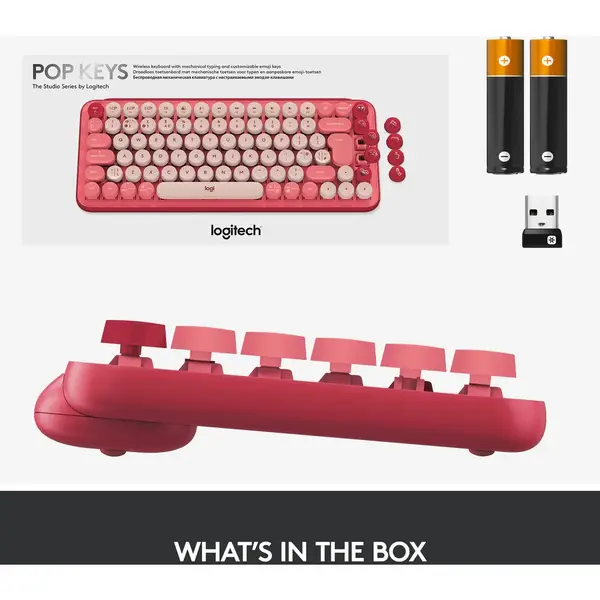 Tastatura mecanica Logitech Pop Keys Heartbreaker, Brown switch, Rosu