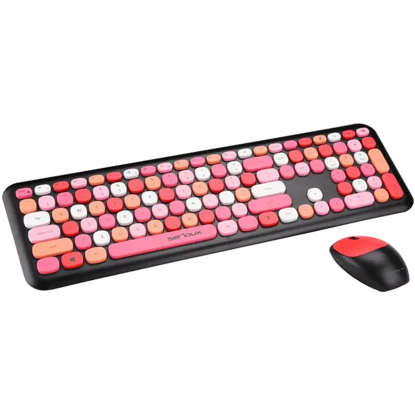 Tastatura Kit wireless tastatura + mouse Serioux Colourful, Rosu