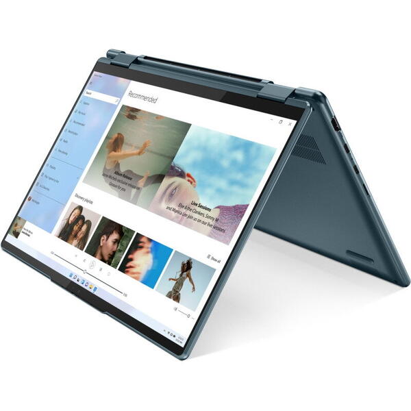Laptop Lenovo Yoga 7 14ARB7, 14 inch, 2.8K OLED Touch 90Hz, Procesor AMD Ryzen 5 6600U (16M Cache, up to 4.5 GHz), 16GB DDR5, 512GB SSD, Radeon 660M, Win 11 Home, Stone Blue, 3Yr Onsite Premium Care