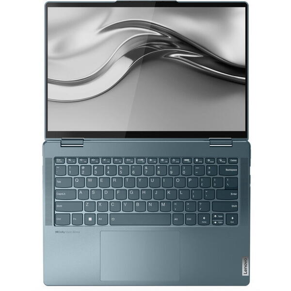 Laptop Lenovo Yoga 7 14ARB7, 14 inch, 2.8K OLED Touch 90Hz, Procesor AMD Ryzen 7 6800U (16M Cache, up to 4.7 GHz), 16GB DDR5, 512GB SSD, Radeon, Win 11 Home, Stone Blue, 3Yr Onsite Premium Care
