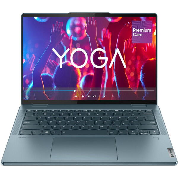 Laptop Lenovo Yoga 7 14ARB7, 14 inch, 2.8K OLED Touch 90Hz, Procesor AMD Ryzen 7 6800U (16M Cache, up to 4.7 GHz), 32GB DDR5, 1TB SSD, Radeon, Win 11 Home, Stone Blue, 3Yr Onsite Premium Care