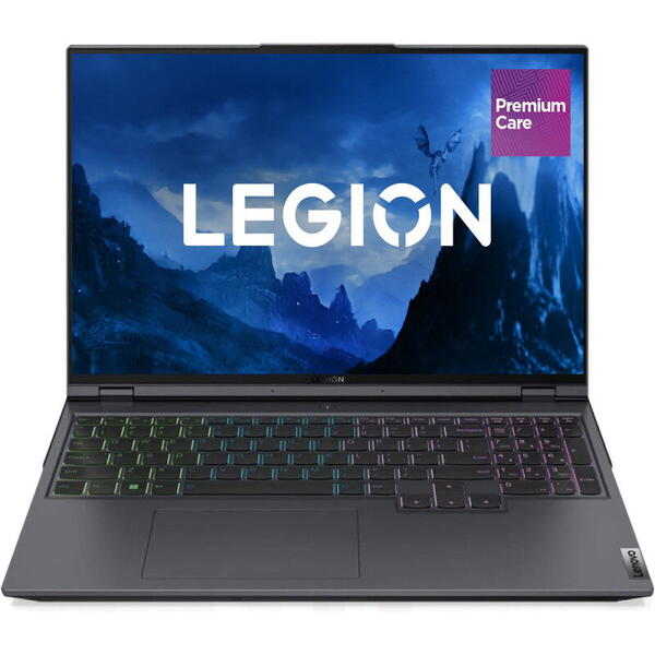 Laptop Lenovo Gaming  Legion 5 Pro 16ARH7H, 16 inch, WQXGA IPS 165Hz G-Sync, Procesor AMD Ryzen 7 6800H (16M Cache, up to 4.7 GHz), 16GB DDR5, 512GB SSD, GeForce RTX 3070 Ti 8GB, No OS, Storm Grey, 3Yr Onsite Premium Care