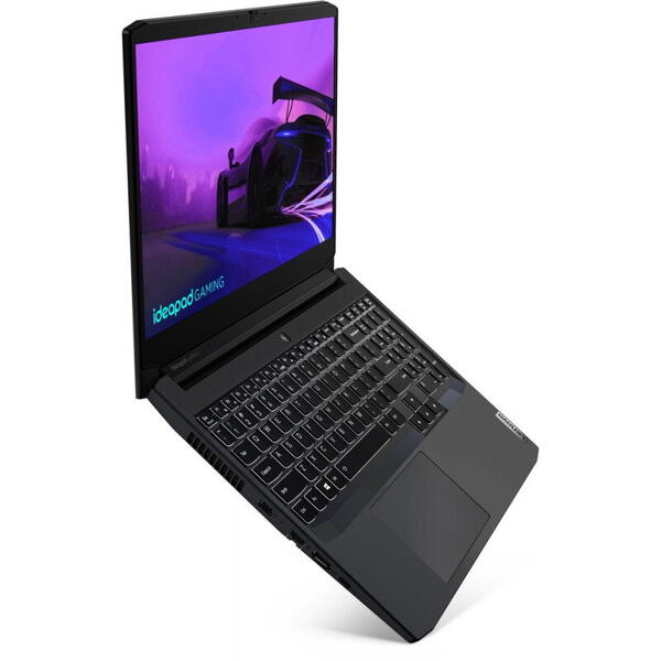 Laptop Lenovo Gaming IdeaPad 3 15IHU6, 15.6 inch, Full HD IPS, Procesor Intel Core i5-11320H (8M Cache, up to 4.50 GHz, with IPU), 8GB DDR4, 256GB SSD, GeForce GTX 1650 4GB, No OS, Shadow Black