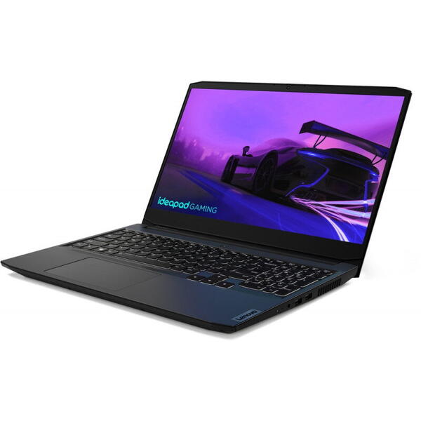 Laptop Lenovo Gaming IdeaPad 3 15IHU6, 15.6 inch, Full HD IPS, Procesor Intel Core i5-11320H (8M Cache, up to 4.50 GHz, with IPU), 8GB DDR4, 256GB SSD, GeForce GTX 1650 4GB, No OS, Shadow Black