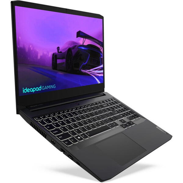 Laptop Lenovo Gaming IdeaPad 3 15IHU6, 15.6 inch, Full HD IPS, Procesor Intel Core i5-11320H (8M Cache, up to 4.50 GHz, with IPU), 16GB DDR4, 512GB SSD, GeForce RTX 3050 Ti 4GB, No OS, Shadow Black