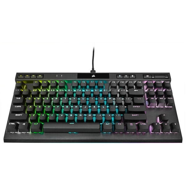 Tastatura Gaming Mecanica K70 RGB TKL Champion Series, Iluminare RGB iCUE, Switch Optic Corsair OPX Rapidfire, Butoane Doubleshot PBT, Negru