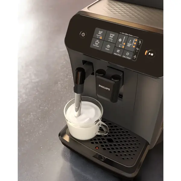Espressor automat Philips seria 800 EP0824/00, sistem clasic de spumare a laptelui, 2 varietati de cafea, rasnita ceramica, display intuitiv, posibilitate de ajustare a tariei si a cantitatii de cafea
