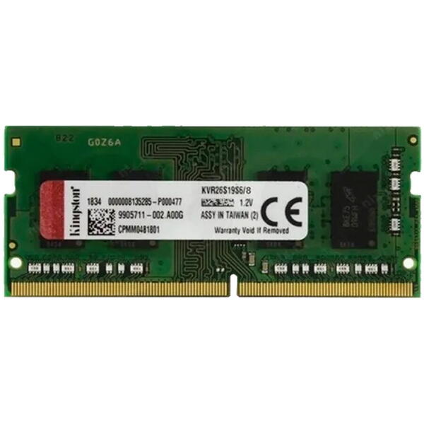 Memorie RAM notebook Kingston, SODIMM, DDR4, 8GB, 2666MHz, CL19, 1.2V