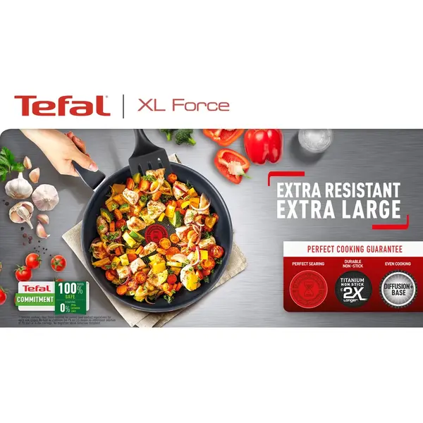 Tigaie Grill Tefal XL Force, 26 cm, Indicator termic Thermo Signal