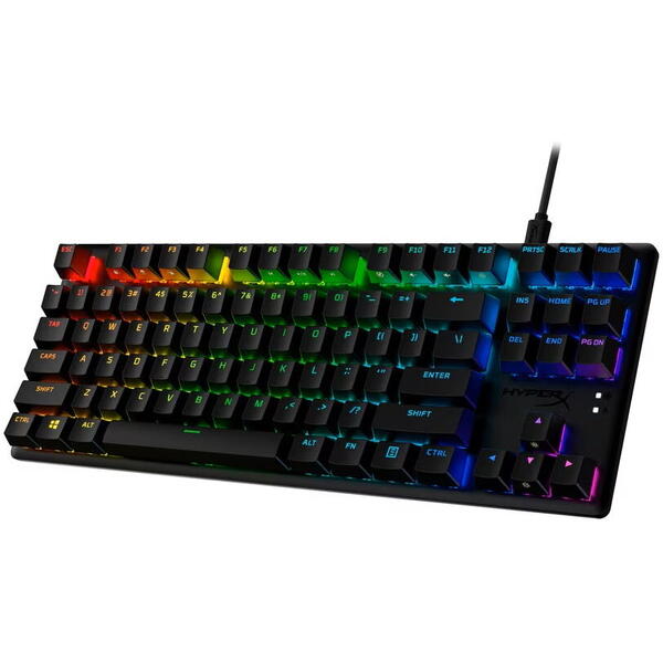 Tastatura HP HyperX Alloy Origins Core Pbt, Tastatura mecanica, Cablu USB Type-C detasabil, Iluminare RGB, Anti-Ghosting, Neagra
