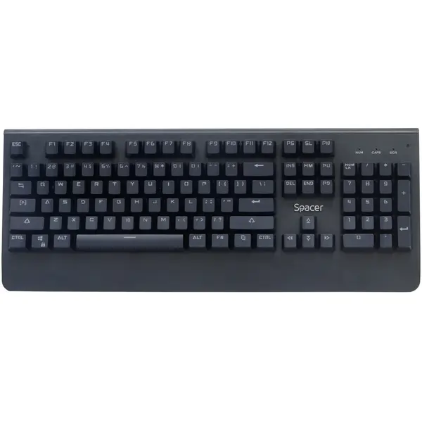 Tastatura Spacer cu fir, SPKB-MK-01, USB, Switch-uri mecanice albastre, 50 mil. apasari, 104 taste, Anti-ghosting 26 taste, Anti-spill, Negru
