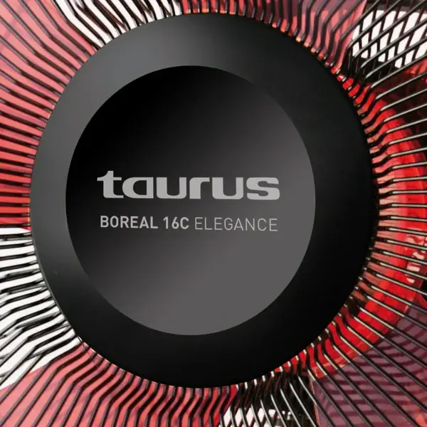 Ventilator Taurus Boreal 16C Elegance, 50W, Diametrul 40 cm, Inaltime 135 cm, 3 Viteze, Miscare oscilatorie, Debit de aer 69,95 m ³ /min, Negru/Rosu