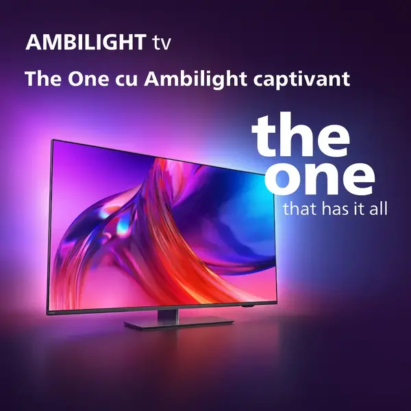Televizor Philips AMBILIGHT LED 50PUS8818, 126 cm, Google TV, 4K Ultra HD, 100hz, Clasa G (Model 2023)