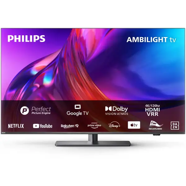 Televizor Philips AMBILIGHT LED 65PUS8818, 164 cm, Google TV, 4K Ultra HD, 100hz, Clasa E (Model 2023)