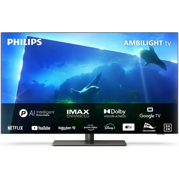 Televizor Philips AMBILIGHT OLED 42OLED818, 106 cm, Google TV, 4K Ultra HD, 100hz, Clasa G (Model 2023)