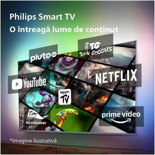 Televizor Philips LED 50PUS7608/12, 126 cm, Smart TV, 4K Ultra HD, Clasa E (Model 2023)