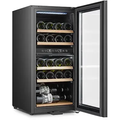 Vitrina frigorifica Racitor de vinuri Adler AD8080, 60L, 24 Sticle, 2 Zone de racire, Negru