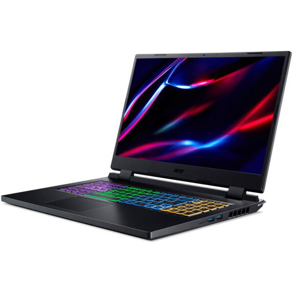 Laptop Acer Gaming 17.3 inch, Nitro 5 AN517-55, QHD IPS 165Hz, Procesor Intel Core i7-12700H (24M Cache, up to 4.70 GHz), 16GB DDR5, 512GB SSD, GeForce RTX 4060 8GB, No OS, Obsidian Black