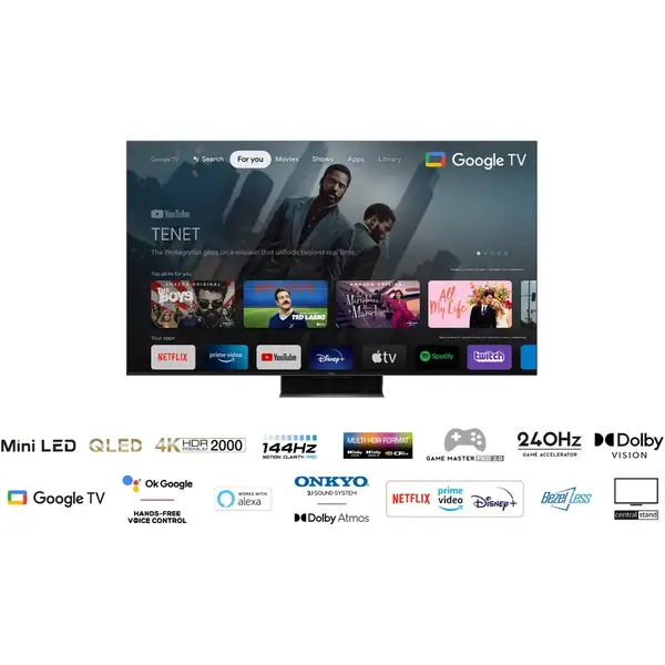Televizor TCL MiniLed 85C845, 214 cm, Smart Google TV, 4K Ultra HD, 100 Hz, Clasa G (Model 2023)