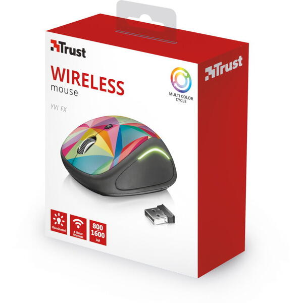 Mouse Trust Yvi FX Wireless Mouse, Multicolor
