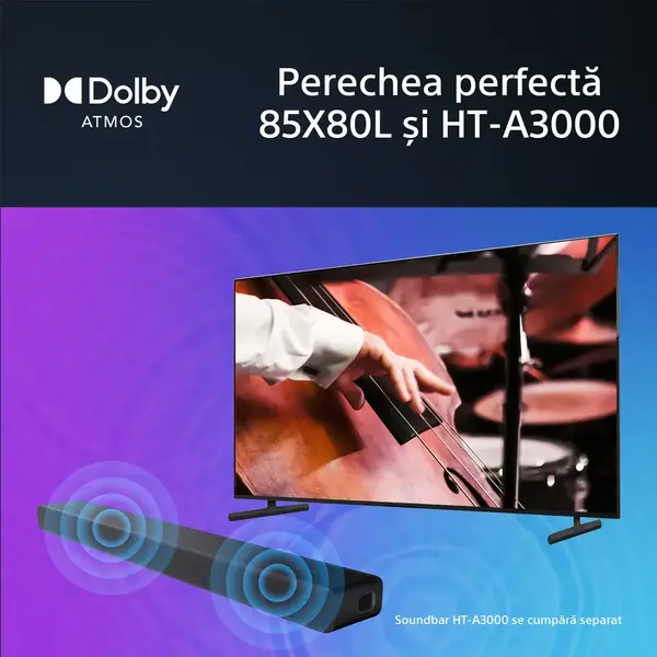 Televizor Sony BRAVIA LED KD85X80LAEP, 215 cm, Smart Google TV, 4K Ultra HD, Clasa F (Model 2023)