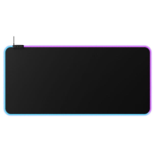 Mouse Pad HyperX gaming Pulsefire Mat RGB XL, Material textil rezistent, Memorie integrata, Senzor tactil pentru comutare profil, Baza anti-slip din cauciuc, Soft NGENUITY, Negru
