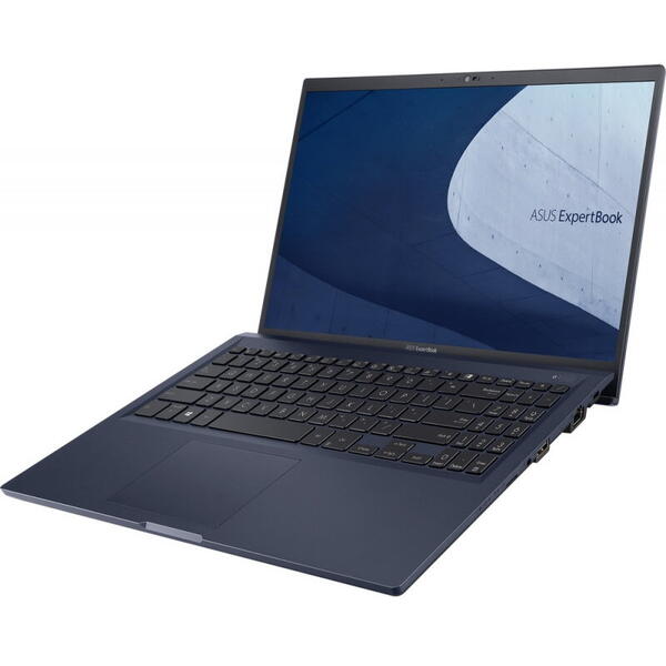 Laptop Asus ExpertBook B1 B1500CBA, 15.6 inch, Full HD, Procesor Intel Core i5-1235U (12M Cache, up to 4.40 GHz, with IPU), 8GB DDR4, 512GB SSD, Intel Iris Xe, No OS, Star Black