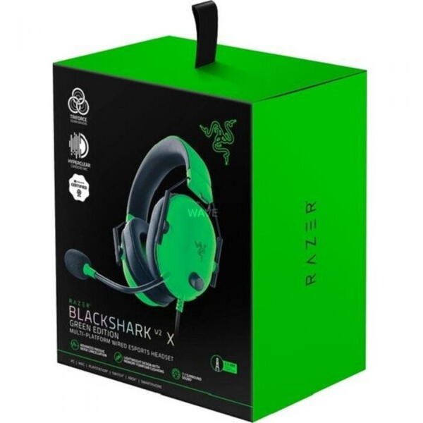 Blackshark V2 X, 7.1. Surround Sound, Multiplatforma, Verde/Negru