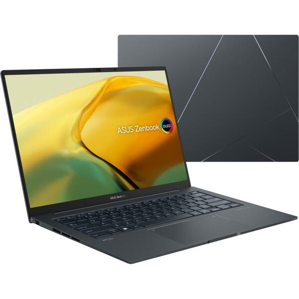 Laptop Asus 14.5 inch, Zenbook 14X OLED UX3404VC, 2.8K 120Hz, Procesor Intel Core i7-13700H (24M Cache, up to 5.00 GHz), 16GB DDR5, 1TB SSD, GeForce RTX 3050 4GB, Win 11 Pro, Inkwell Gray, 3Yr