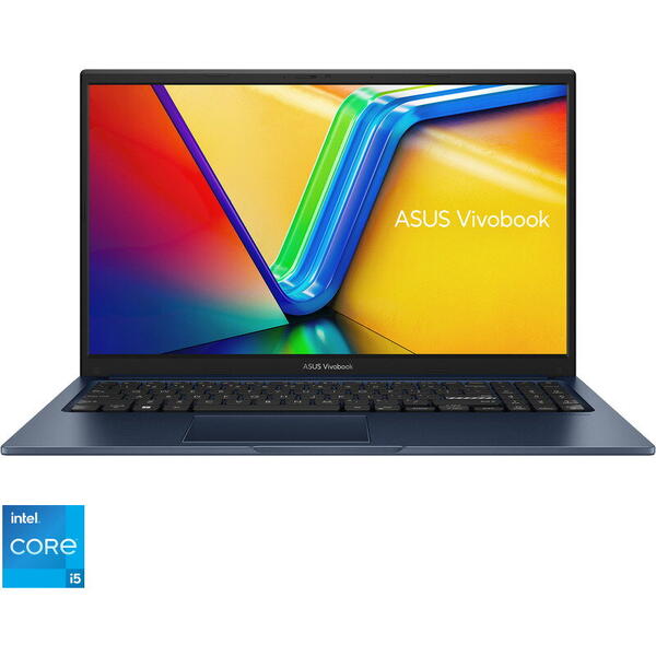 Laptop Asus 15.6 inch, Vivobook 15 X1504ZA, Full HD, Procesor Intel Core i5-1235U (12M Cache, up to 4.40 GHz, with IPU), 8GB DDR4, 512GB SSD, Intel Iris Xe, No OS, Quiet Blue