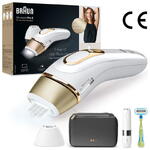 Epilator Braun IPL Braun Silk-expert PRO 5 PL5146 Senzor automat &amp; continuu Skin pro 2.0, 400.000 impulsuri, 10 niveluri de intensitate, 125 de impulsuri pe minut, Cap de precizie, Trusa de voiaj, Aparat de ras Venus, Alb
