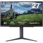Monitor LG Gaming LED Nano IPS LG UltraGear™ 27", QHD (2560x1440), 180Hz (200Hz O.C.), 1ms, AMD FreeSync™, NVIDIA G-Sync™ Compatible, DisplayHDR™ 400, DCI-P3 98%, HDMI, DisplayPort, Jack, USB, Pivot, VESA, negru